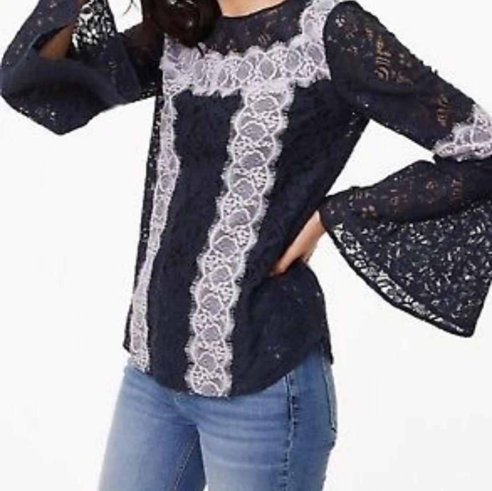 LOFT lace bell sleeve top